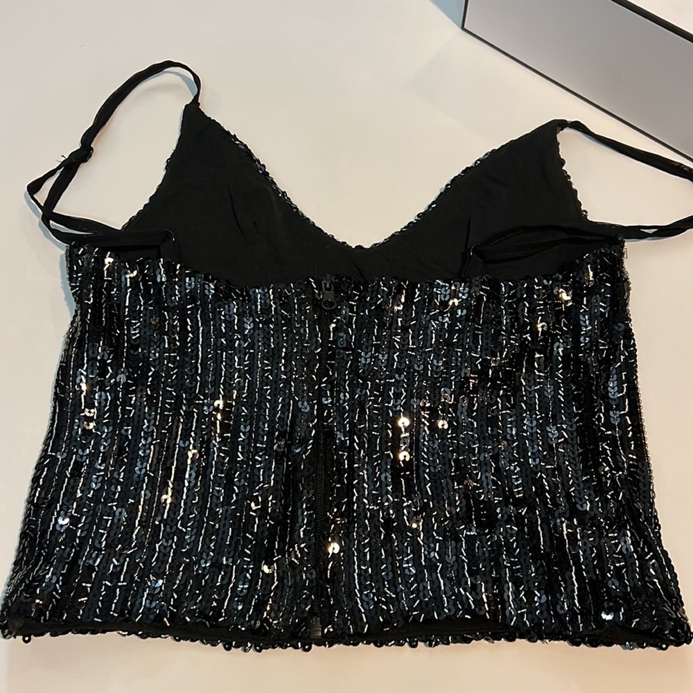 Zara Trafaluc Sequinned Strappy Crop Top - Picture 3 of 5